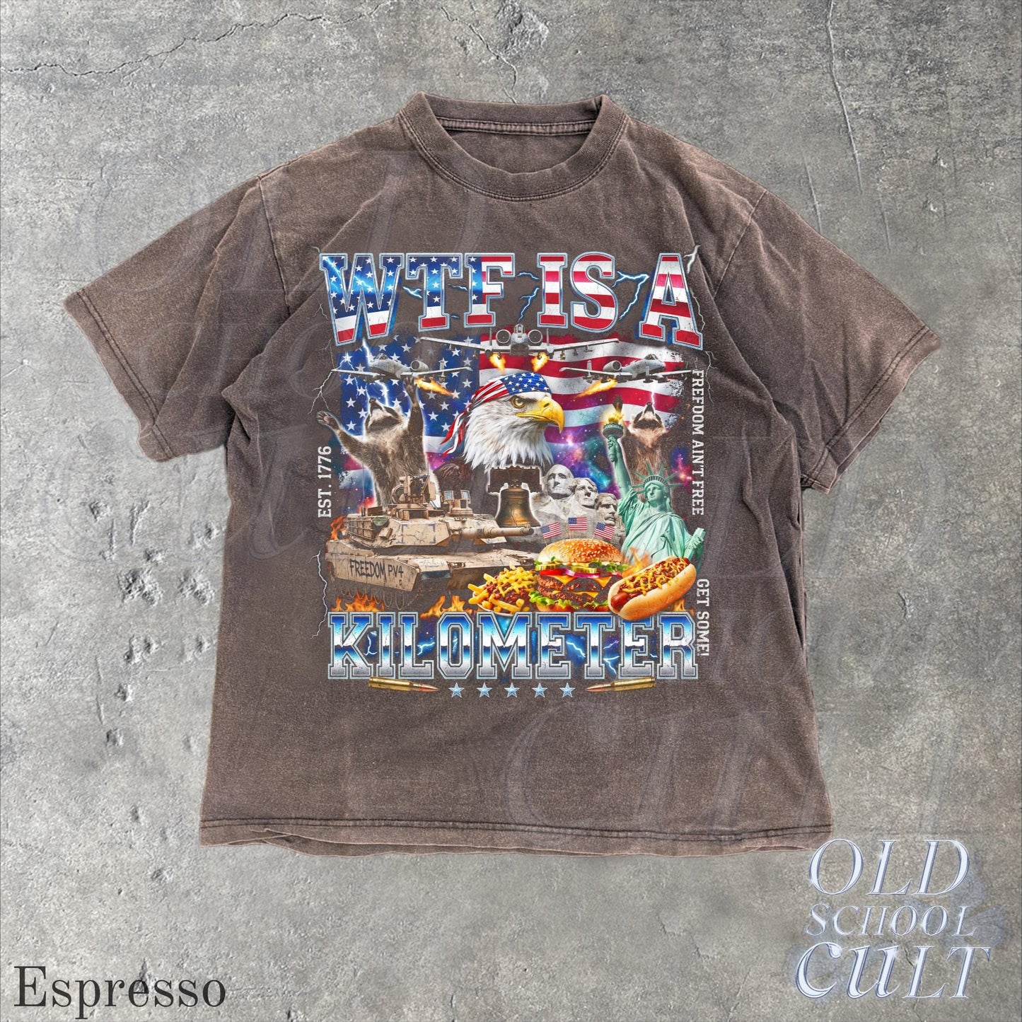 WTF Is A Kilometer Shirt Funny USA Patriotic Graphic Tee Vintage American Eagle Meme T Shirt 4th Of July Retro Freedom Unisex Gift