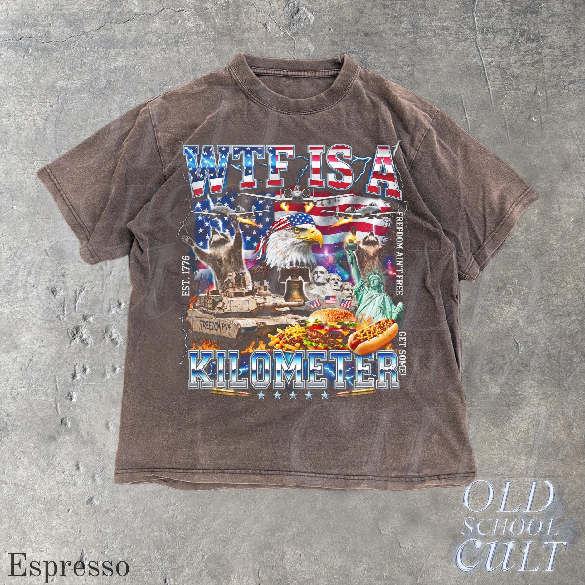 WTF Is A Kilometer Shirt Funny USA Patriotic Graphic Tee Vintage American Eagle Meme T Shirt 4th Of July Retro Freedom Unisex Gift