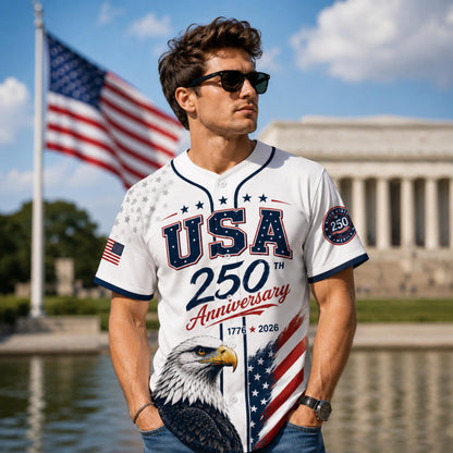USA 250th Anniversary Baseball Jersey, Patriotic Eagle Shirt, America 1776–2026 Jersey, 4th of July Gifts