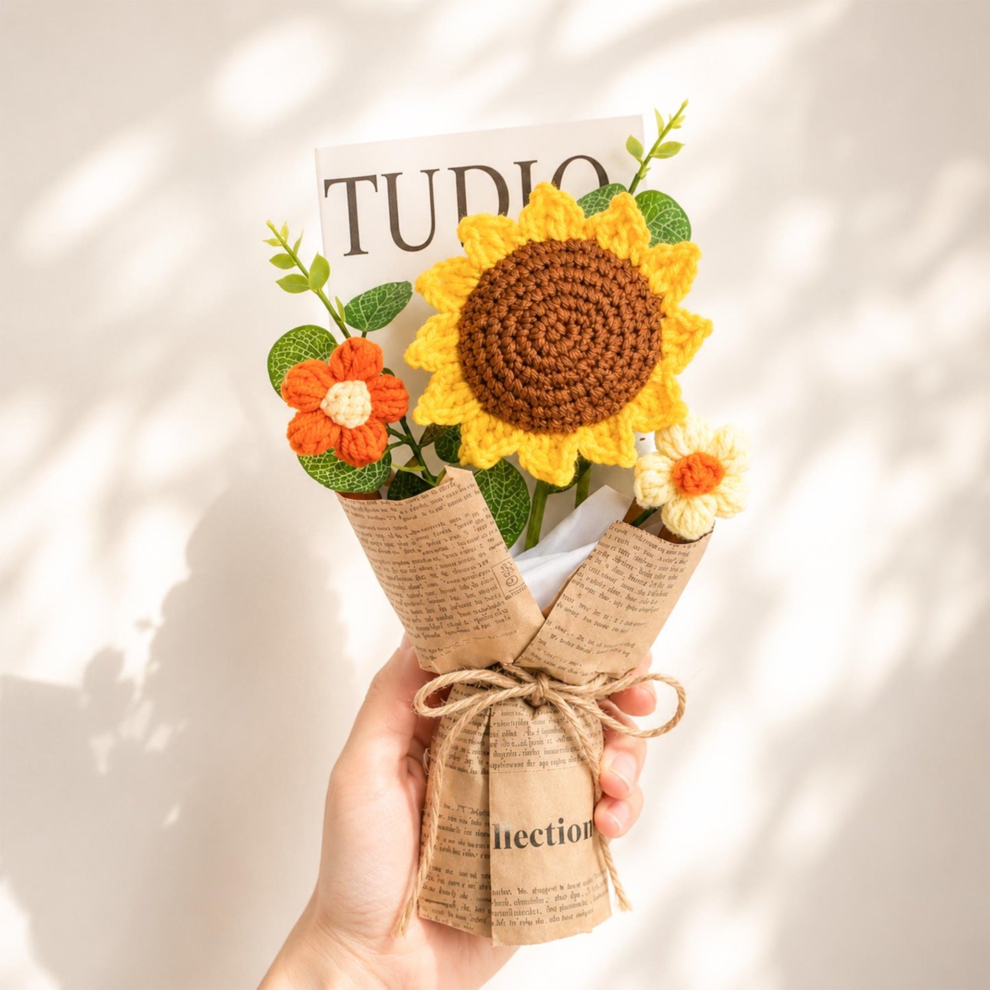 Crochet Flower Bouquet, Handmade Knitted Flower Gift, Thank You Gift, Teacher Appreciation Gift, Cute Desk Decor