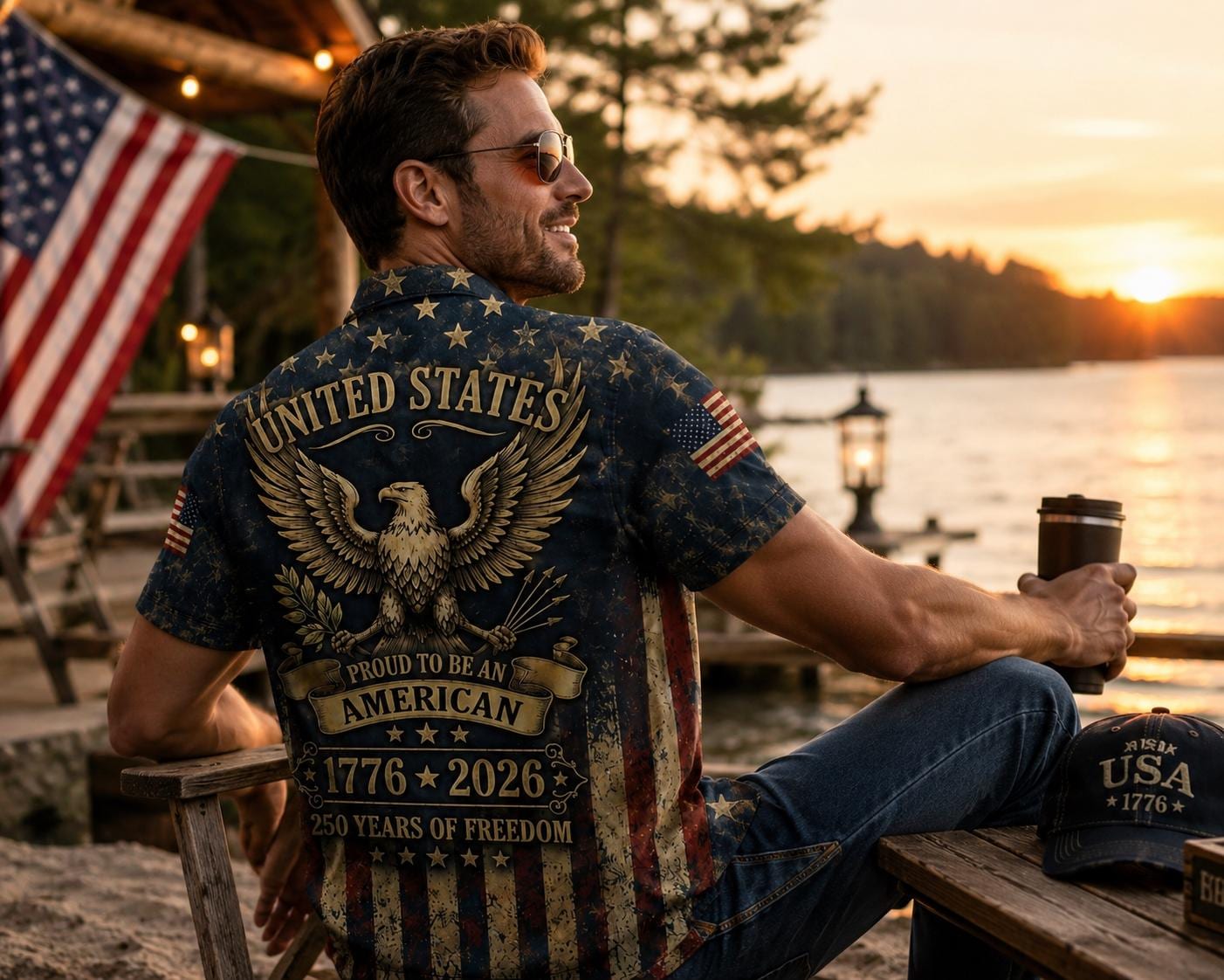 1776–2026 American Eagle Hawaiian Shirt, 250th Anniversary USA Shirt, Proud To Be An American Button Up, Patriotic Independence Day Gift