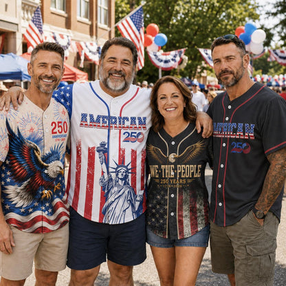 Personalized USA 250th Baseball Jerseys for Men, Custom USA 250 Baseball Jersey with Name Button Down Shirt for July 4th Celebration