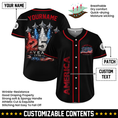 Personalized USA 250th Baseball Jerseys for Men, Custom USA 250 Baseball Jersey with Name Button Down Shirt for July 4th Celebration