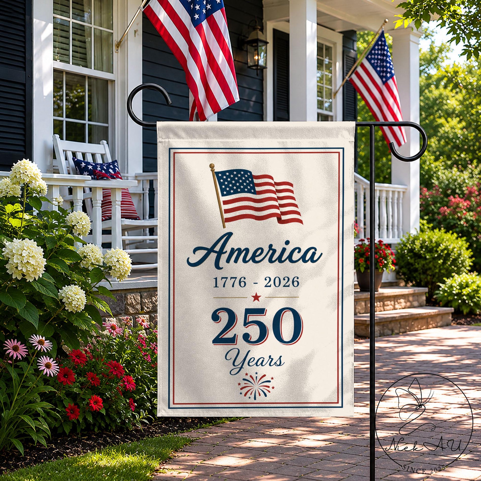 Patriotic Garden Flag, 250 Years of America Banner, America 250 Garden Flag, 4th of July Decor, Summer Memorial Day Outdoor Decor