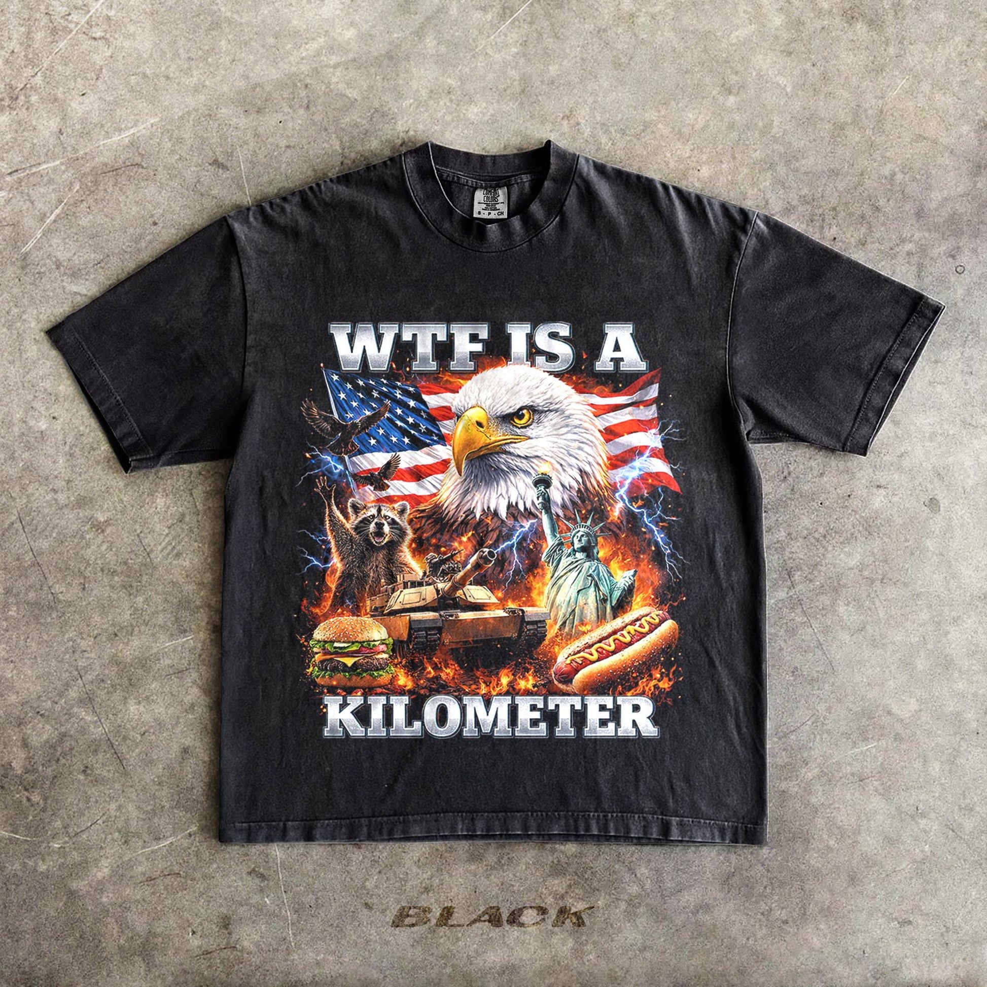 WTF Is A Kilometer Shirt Funny Patriotic USA Eagle Graphic Tee Vintage American Meme T Shirt 4th Of July Retro Unisex Independence Day Gift