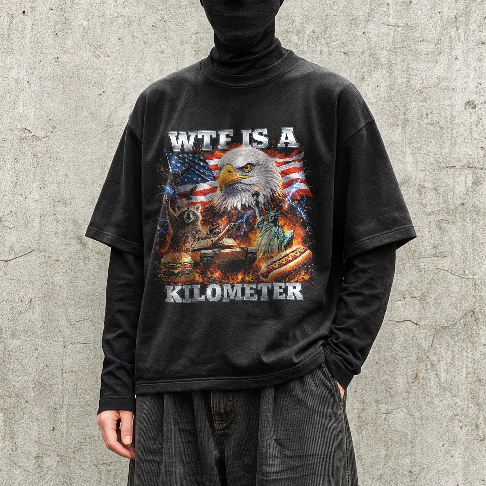 WTF Is A Kilometer Shirt Funny Patriotic USA Eagle Graphic Tee Vintage American Meme T Shirt 4th Of July Retro Unisex Independence Day Gift