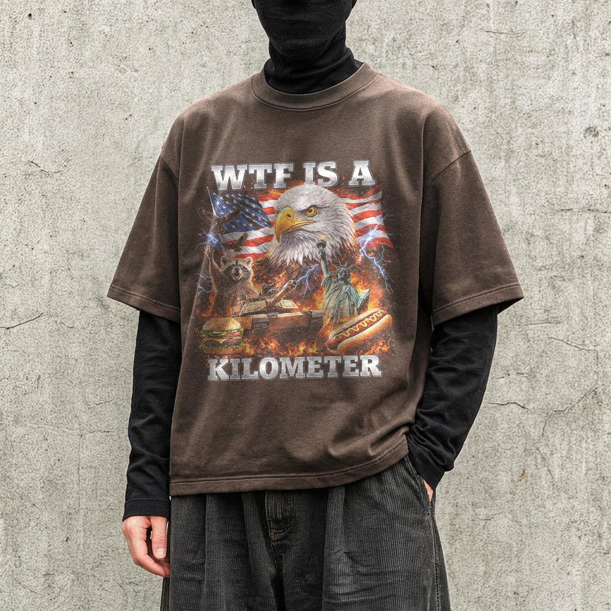 WTF Is A Kilometer Shirt Funny Patriotic USA Eagle Graphic Tee Vintage American Meme T Shirt 4th Of July Retro Unisex Independence Day Gift