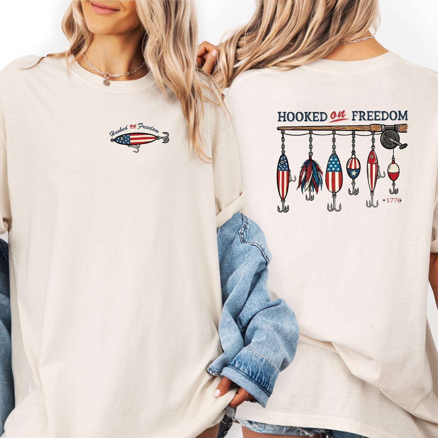 Hooked On Freedom Fishing Shirt, Patriotic Fishing Tee, 4th Of July Fisherman Shirt, USA Bass Fishing Comfort Colors Shirt