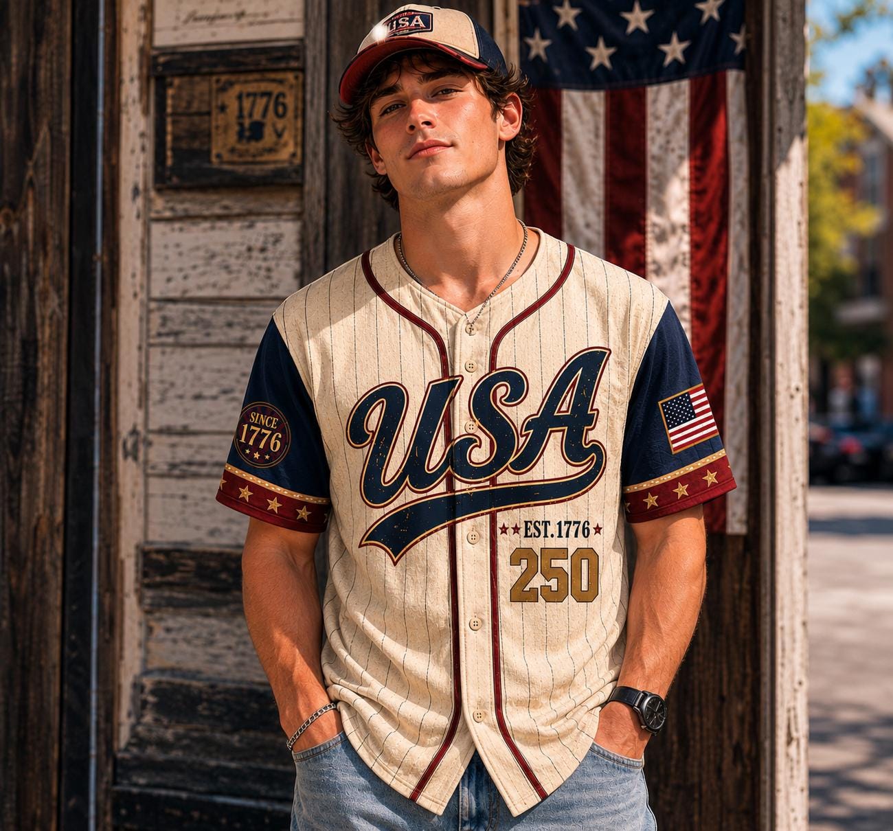 USA 250th Anniversary Baseball Jersey, America 1776-2026 Patriotic Jersey, Fourth of July Baseball Shirt