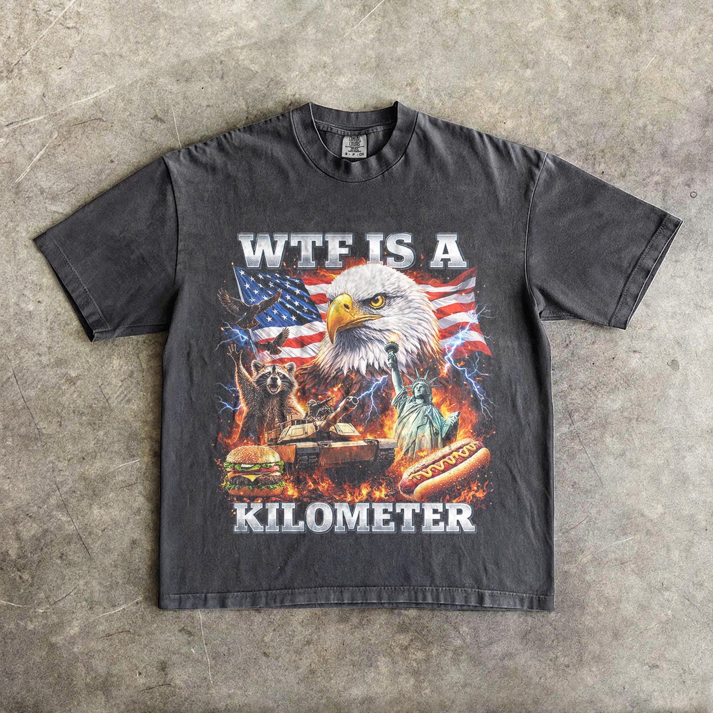 WTF Is A Kilometer Shirt Funny Patriotic USA Eagle Graphic Tee Vintage American Meme T Shirt 4th Of July Retro Unisex Independence Day Gift