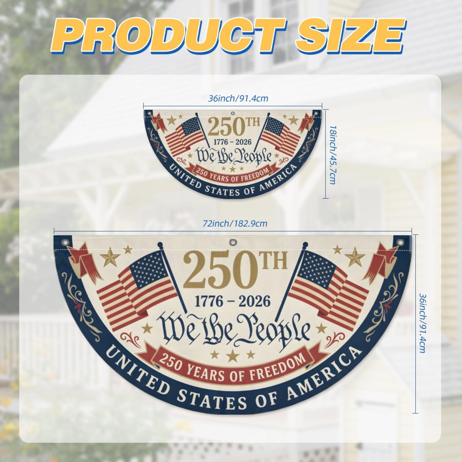 USA 250th Birthday Bunting Flag We The People Patriotic Porch Decor Independence Day Fan Banner America 1776 2026