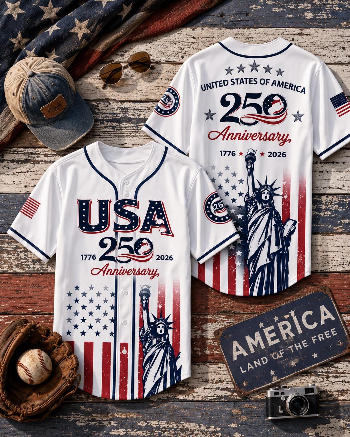 Independence Day Baseball Jersey, Personalized Youth Patriotic Shirt, America Birthday Gift