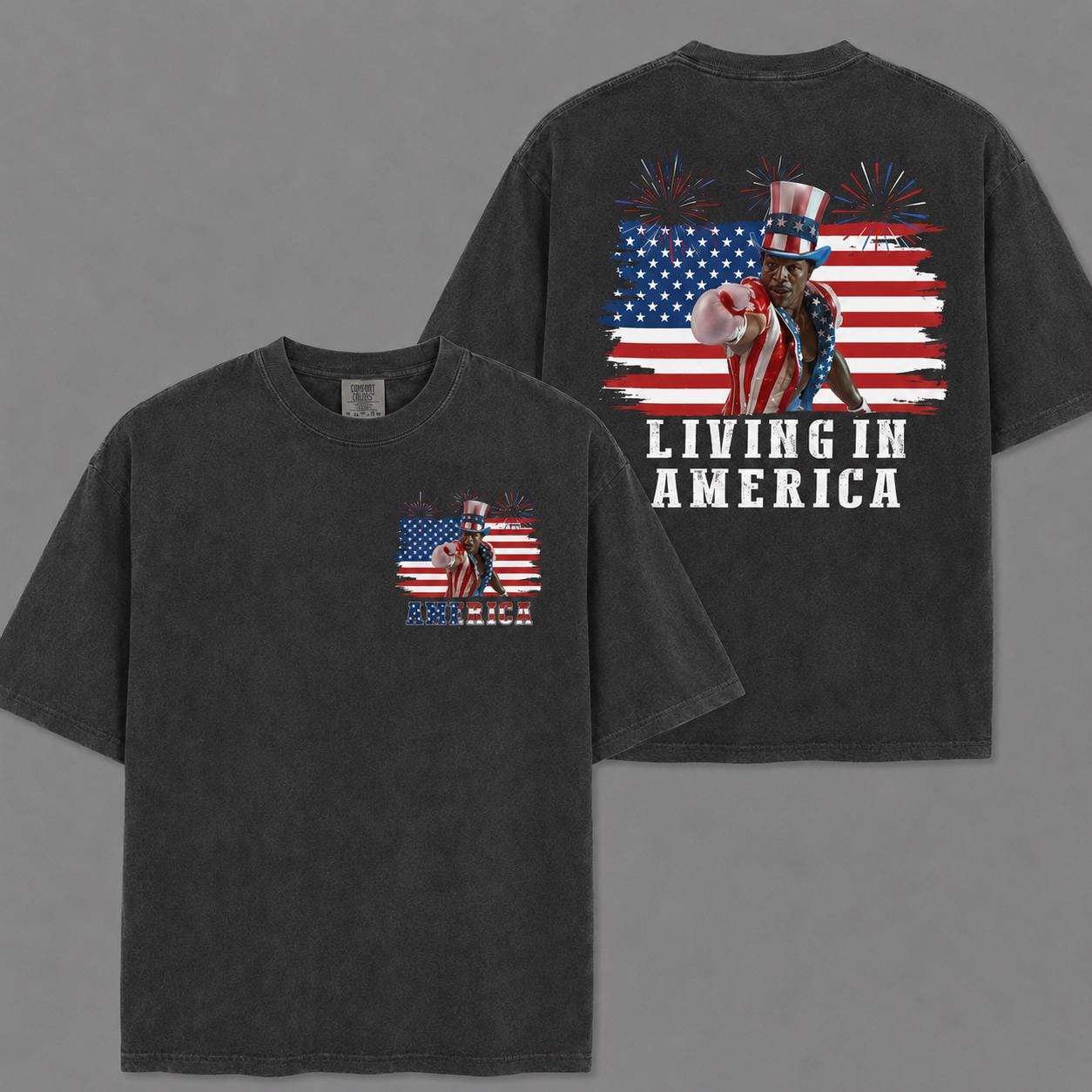 Apollo Creed Living In America Comfort Colors T Shirt, Patriotic Boxing Fourth Of July Vintage America Tank Top, Retro USA Fighter Shirt