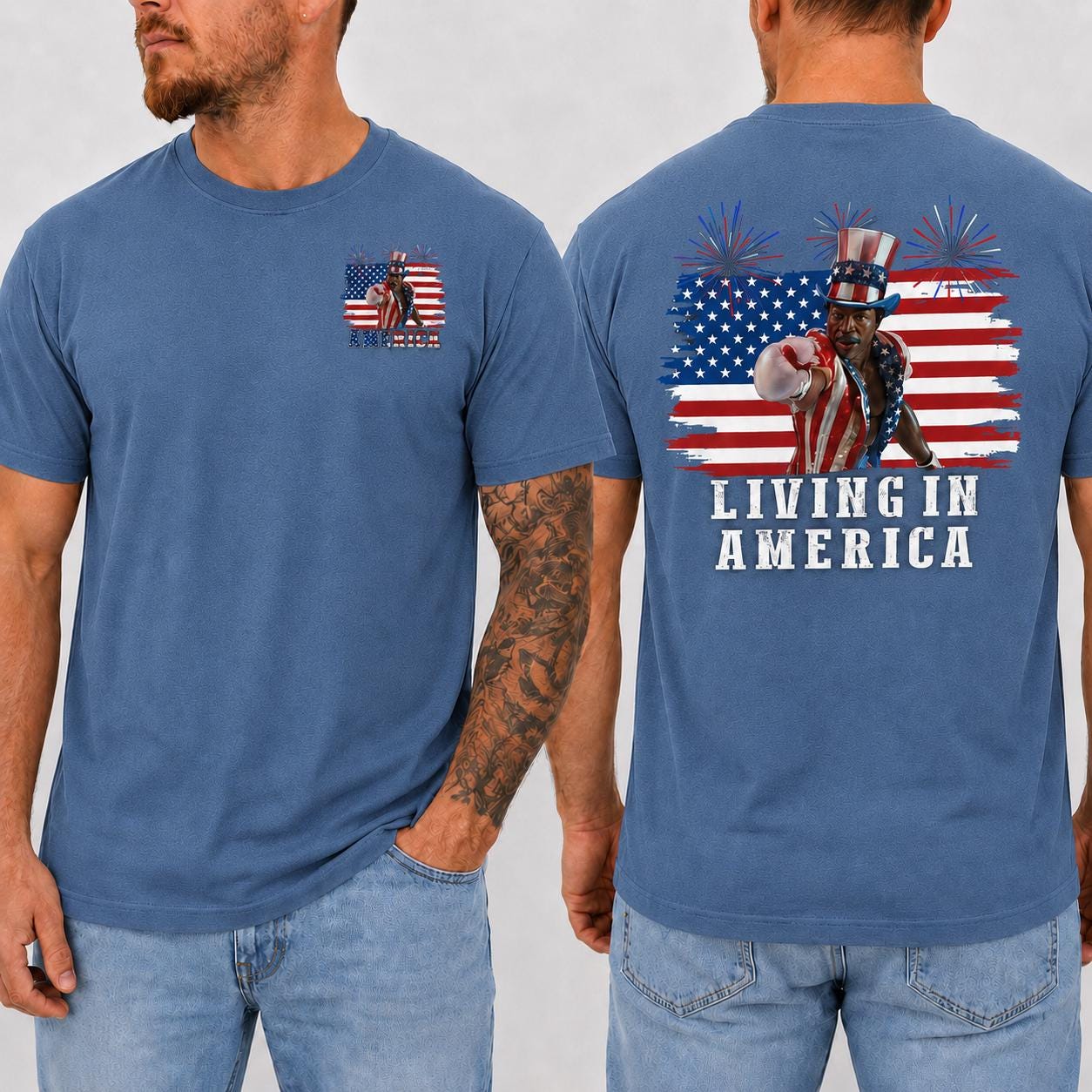 Apollo Creed Living In America Comfort Colors T Shirt, Patriotic Boxing Fourth Of July Vintage America Tank Top, Retro USA Fighter Shirt