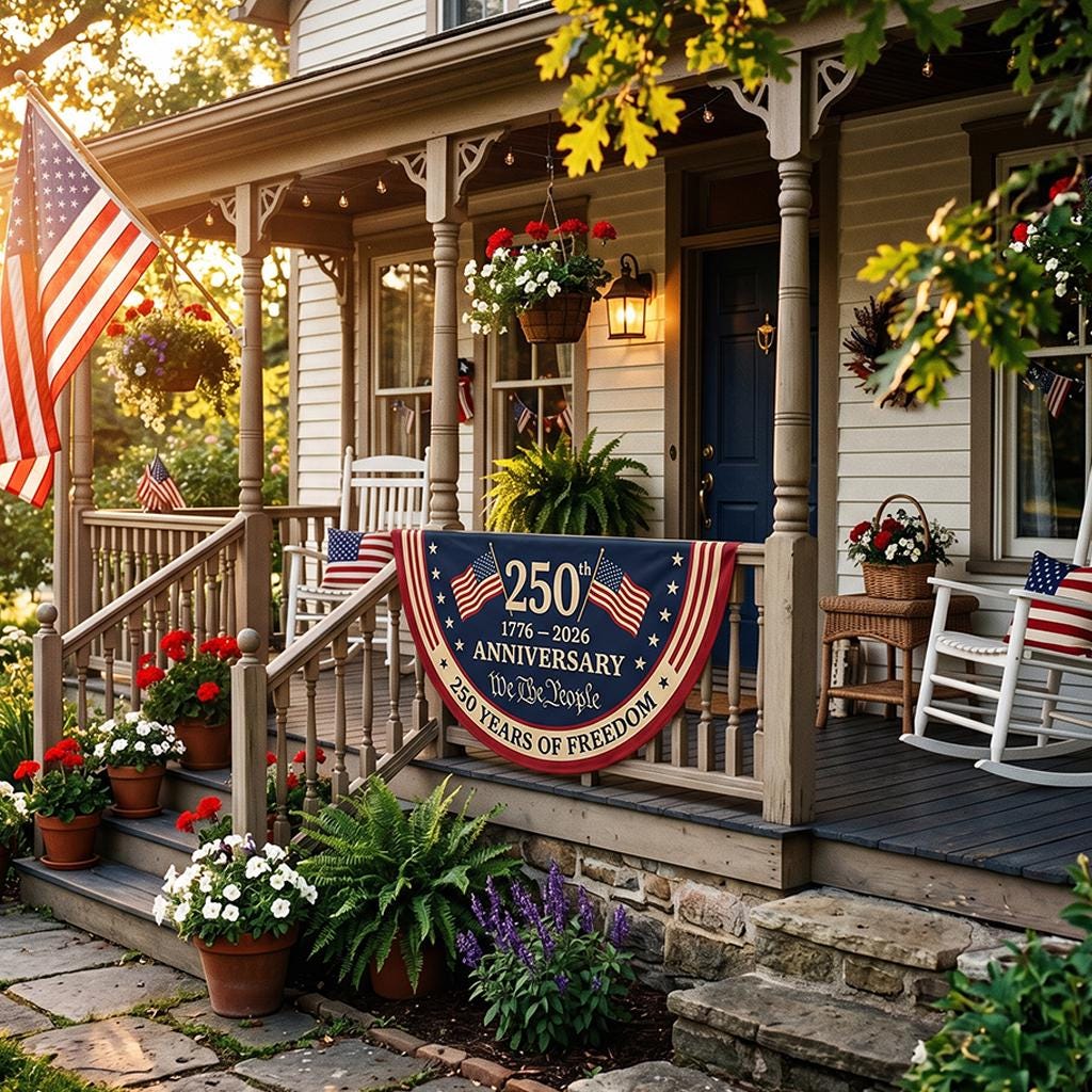 250th Anniversary America Bunting Flag, Patriotic Porch Decor, Semicircle Bunting Flag, Fourth of July Outdoor Decor, USA 1776 2026