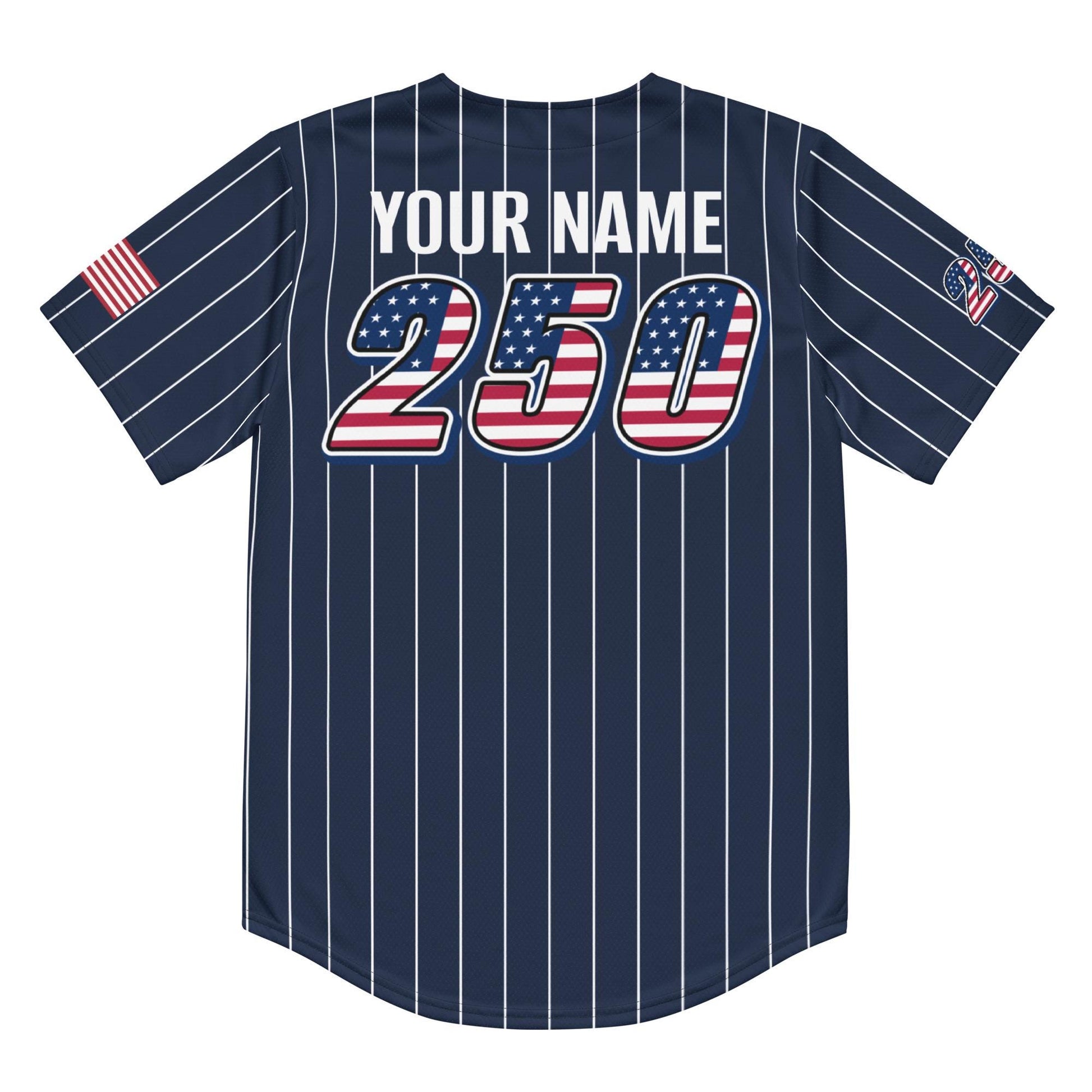 Personalized USA 250th Baseball Jersey, Red White and Blue, Custom Patriotic Shirt, Independence Day Apparel, 4th of July