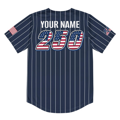 Personalized USA 250th Baseball Jersey, Red White and Blue, Custom Patriotic Shirt, Independence Day Apparel, 4th of July