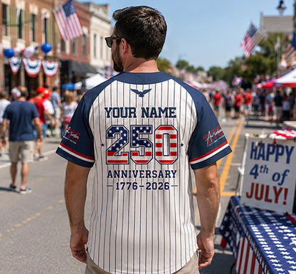 Personalized America 250 Jersey, 4th of July Baseball Shirt, USA Patriotic Jersey, Custom Name Number Independence Day Outfit