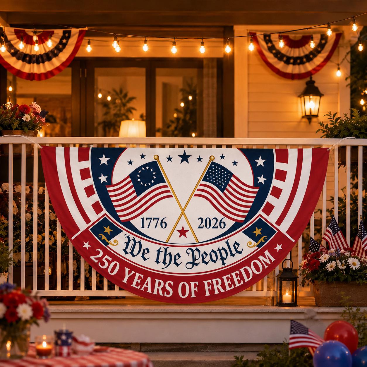 Patriotic Semicircle Banner, We The People American Flag Banner, America 250th Anniversary Door Decor, 4th of July Celebration Gift