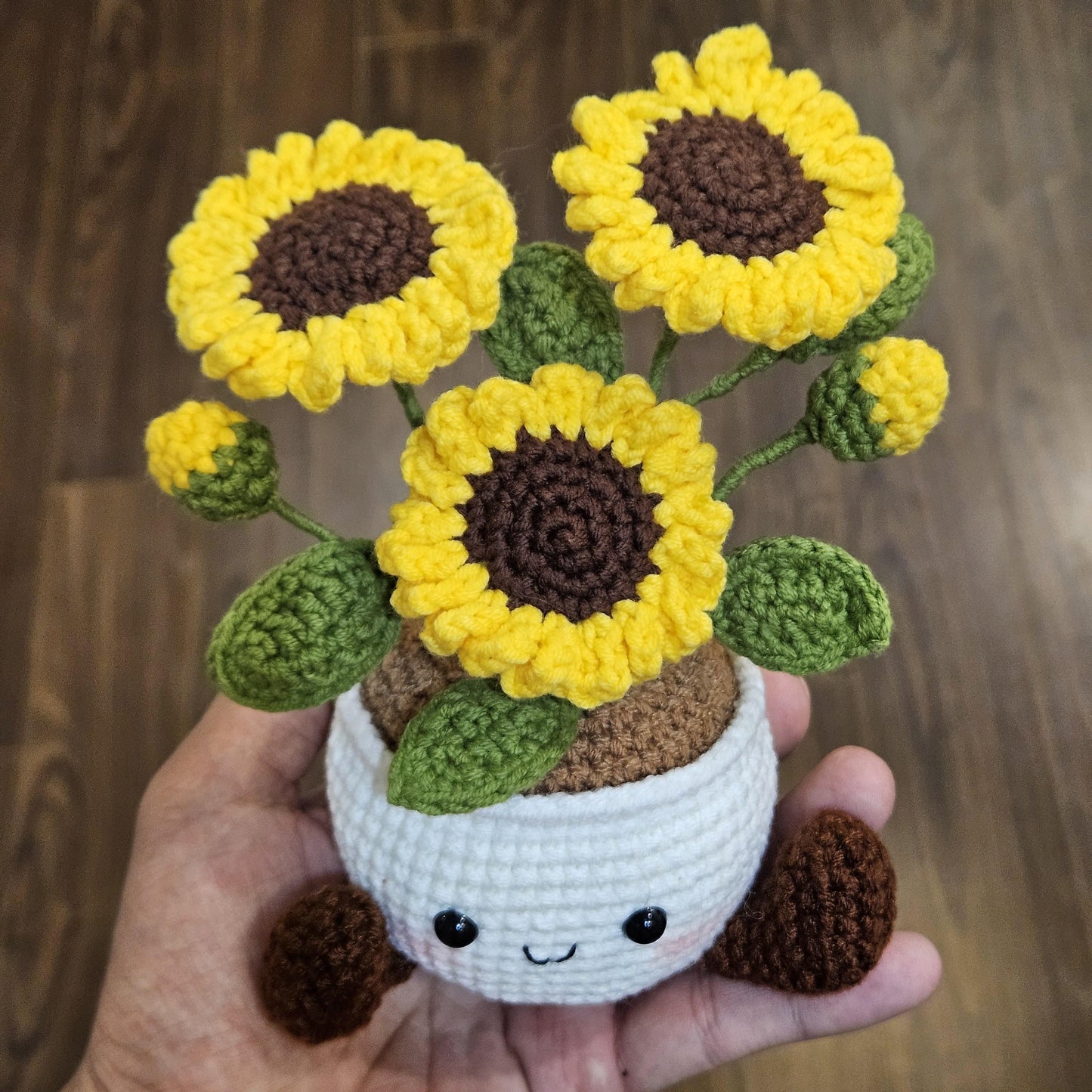 Crochet Flower Pot Set with Mushroom Sunflower Lavender Strawberry Rose Tulip Designs