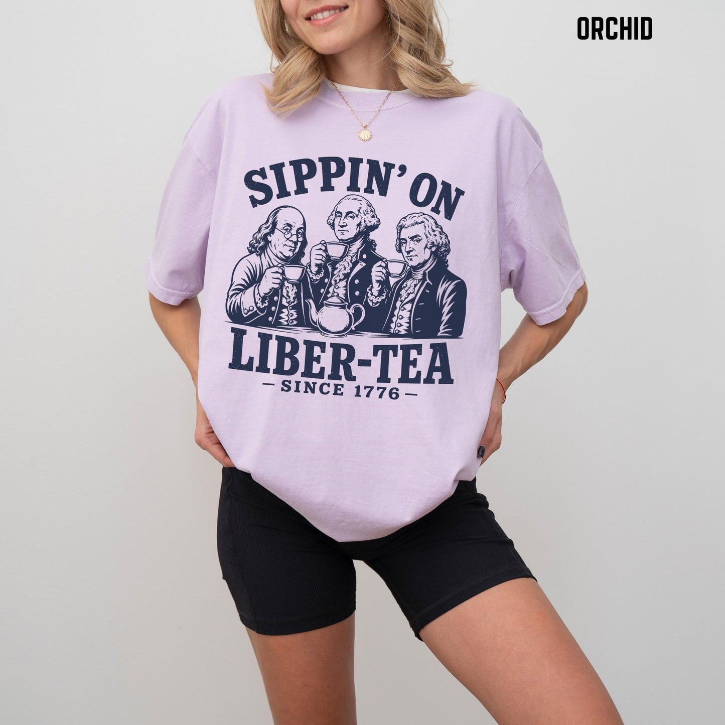 George Washington Sippin On Liber-Tea T-Shirt, Funny Patriotic Tea Party Shirt, 4th of July Tee, Founding Fathers T Shirt, Liberty Pun Tee