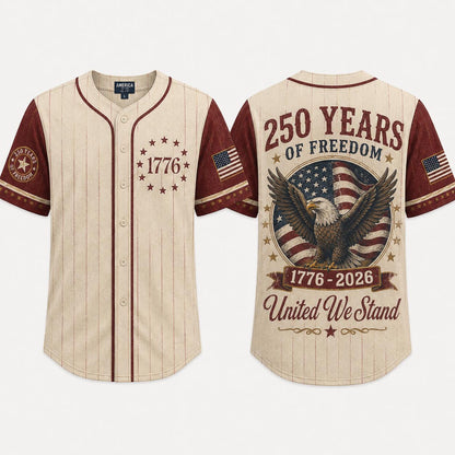 USA 250th Anniversary Baseball Jersey, 1776 2026 Patriotic American Flag Button Shirt, Proud To Be American Freedom Jersey, 4th Of July Gift