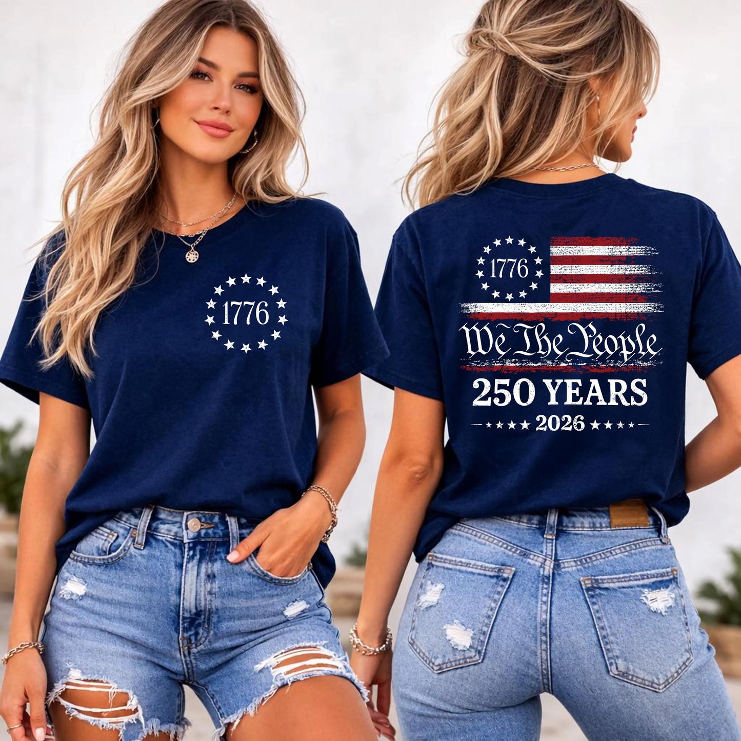 We The People Shirt, 250th Anniversary USA, 1776 To 2026 Tee, Patriotic Mens Top, Veteran Gift, 4th Of July Apparel, US Flag Back Print