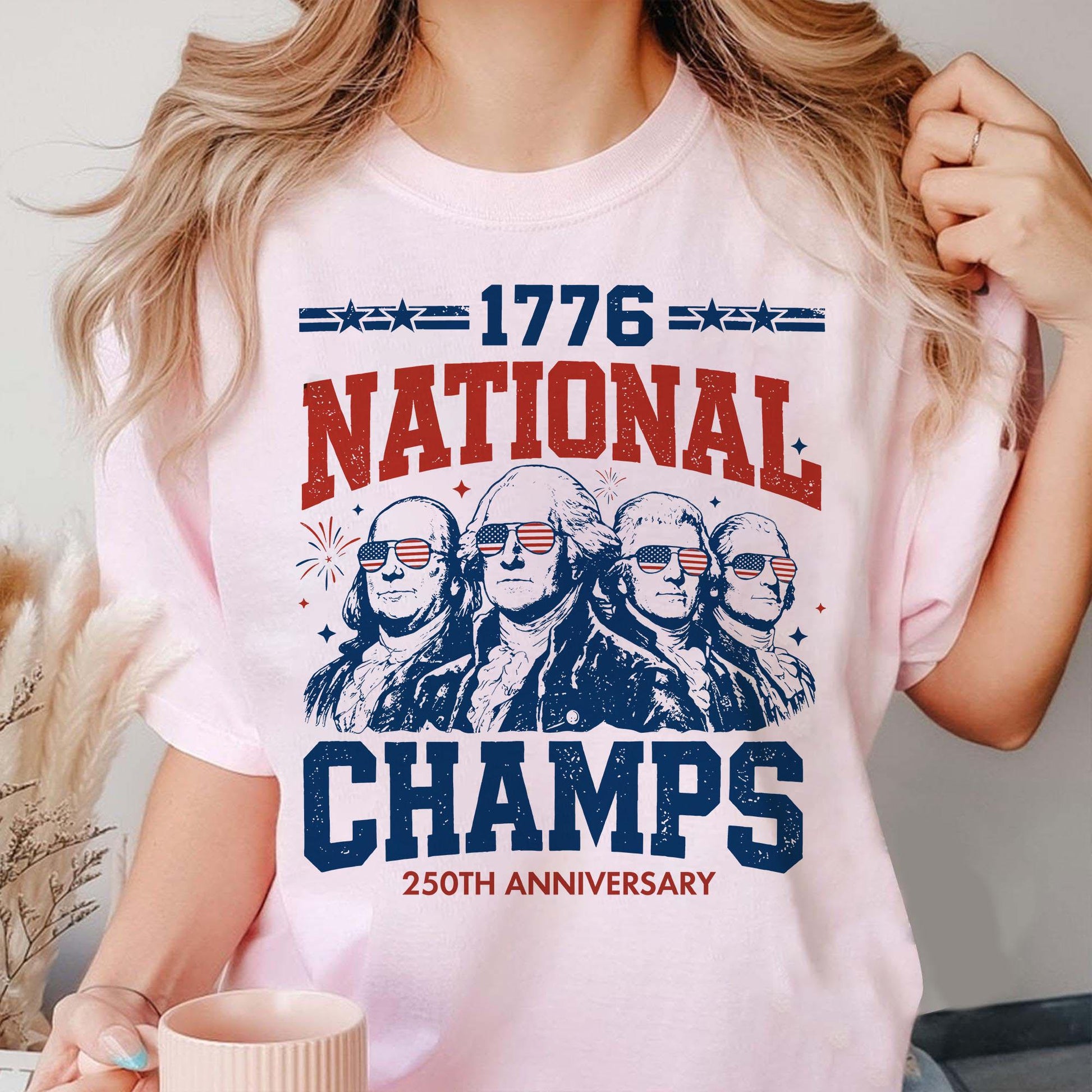 1776 National Champs Shirt, Vintage Washington Tee, Funny Founding Fathers T-Shirt, Patriotic Sports Parody 250th Anniversary Top