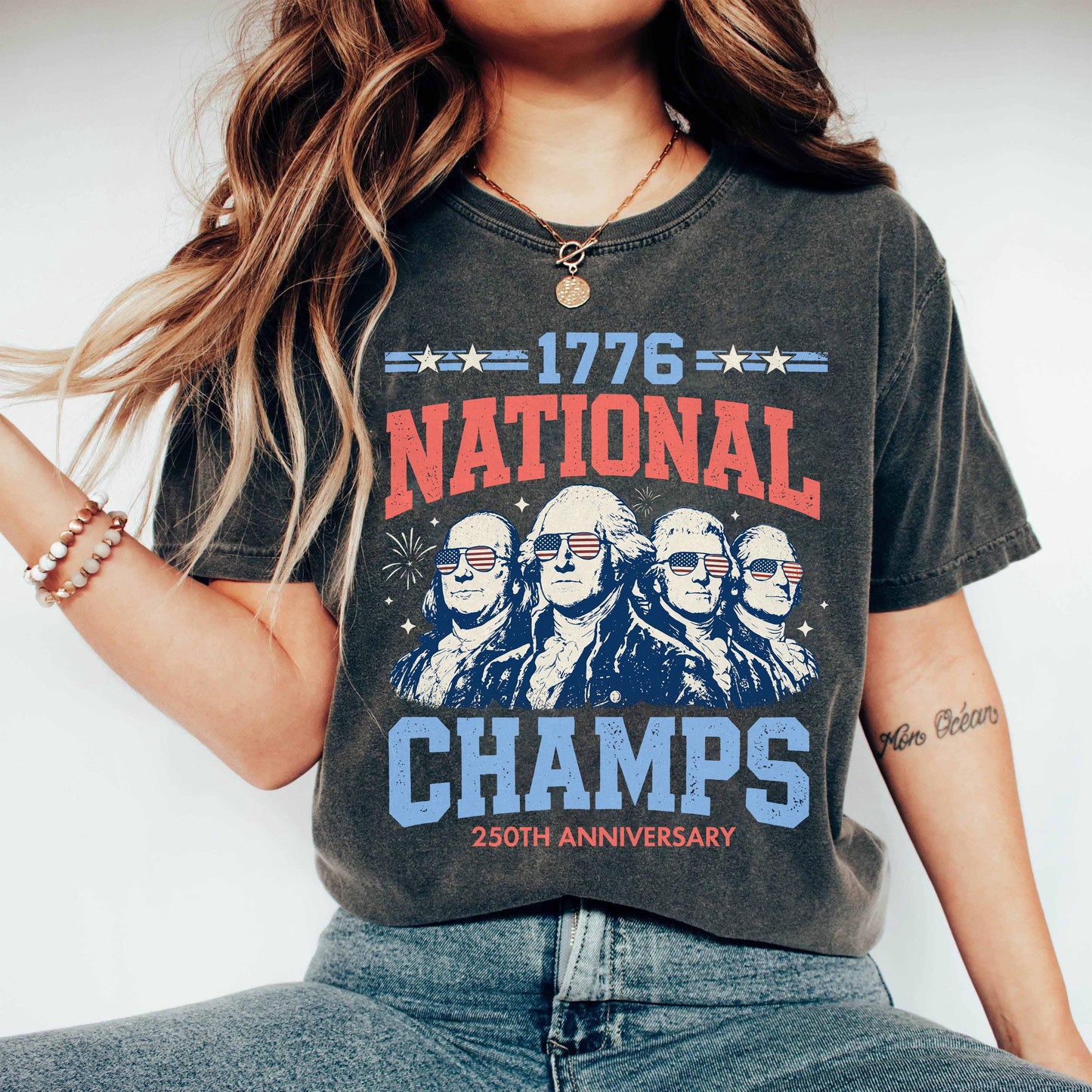 1776 National Champs Shirt, Vintage Washington Tee, Funny Founding Fathers T-Shirt, Patriotic Sports Parody 250th Anniversary Top