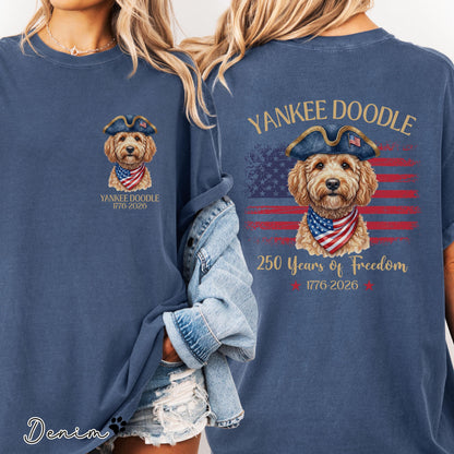 Yankee Doodle Goldendoodle Shirt, Patriotic Dog Mom Tee, America 250th Anniversary