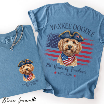 Yankee Doodle Goldendoodle Shirt, Patriotic Dog Mom Tee, America 250th Anniversary