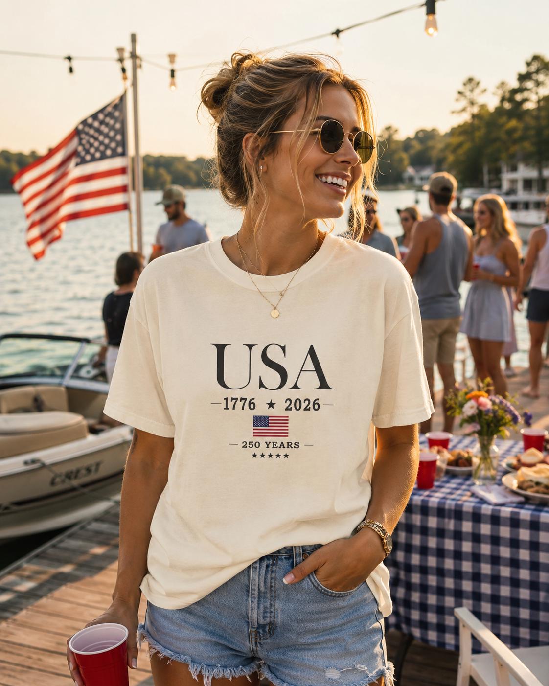 USA 250 Years Comfort Colors Shirt, America 250th Anniversary Tee, Patriotic Graphic T-Shirt, Fourth of July Shirt, USA 1776 2026 Tee