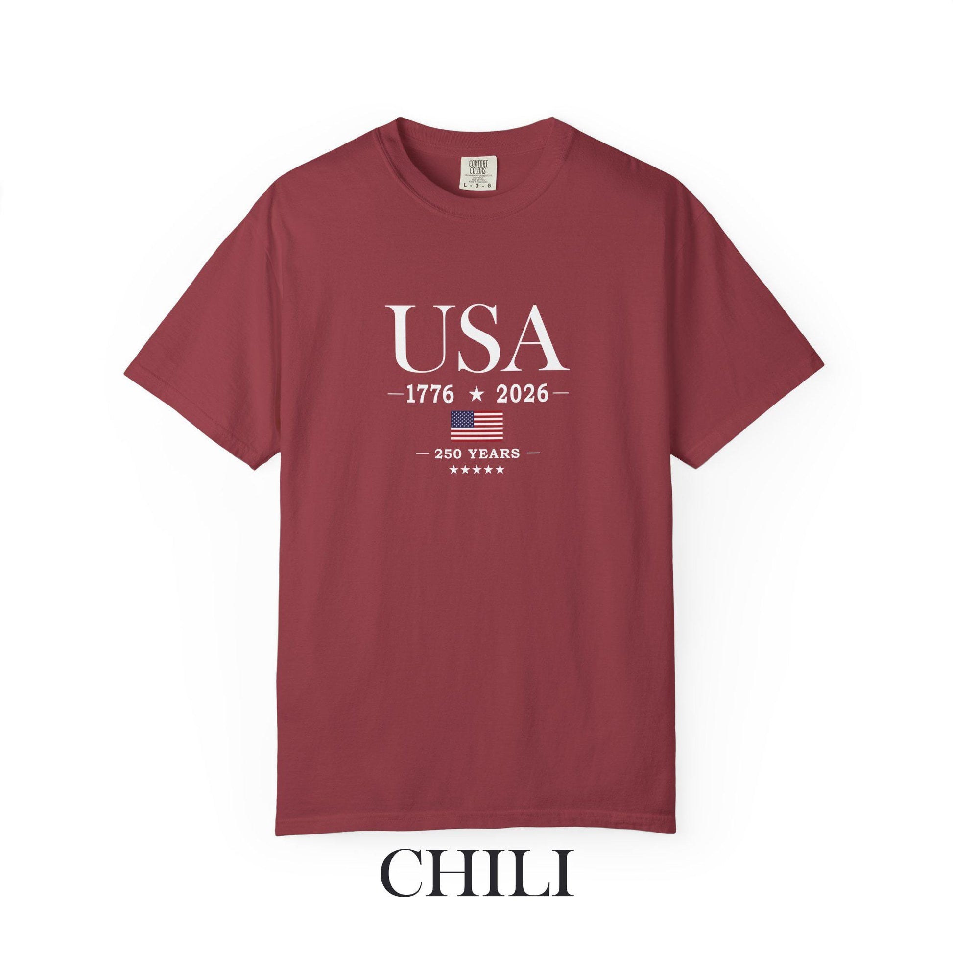 USA 250 Years Comfort Colors Shirt, America 250th Anniversary Tee, Patriotic Graphic T-Shirt, Fourth of July Shirt, USA 1776 2026 Tee