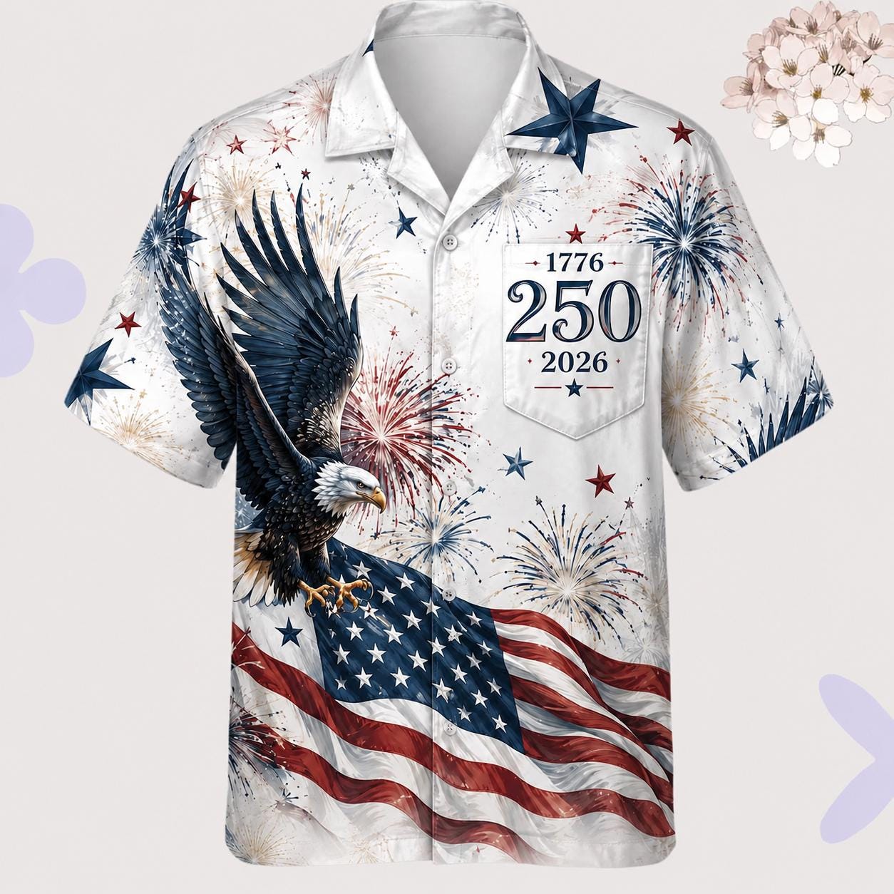 250 Years Of Freedom Hawaiian Shirt, Matching Aloha Shirt, 1776-2026 America Button Up, 4th July Family Outfit, USA Independence Day Shirt