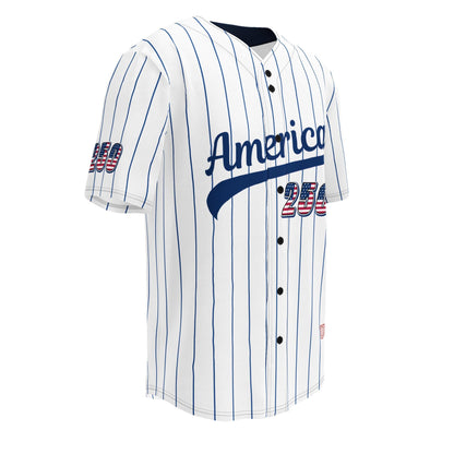 Personalized USA 250th Baseball Jersey, Red White and Blue, Custom Patriotic Shirt, Independence Day Apparel, 4th of July