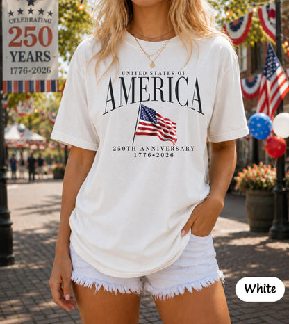America's Semiquincentennial Shirt,USA 250th Anniversary T-Shirt, Patriotic Graphic Tee,Vintage Style 4th of July T-Shirt, Summer Gift CC001