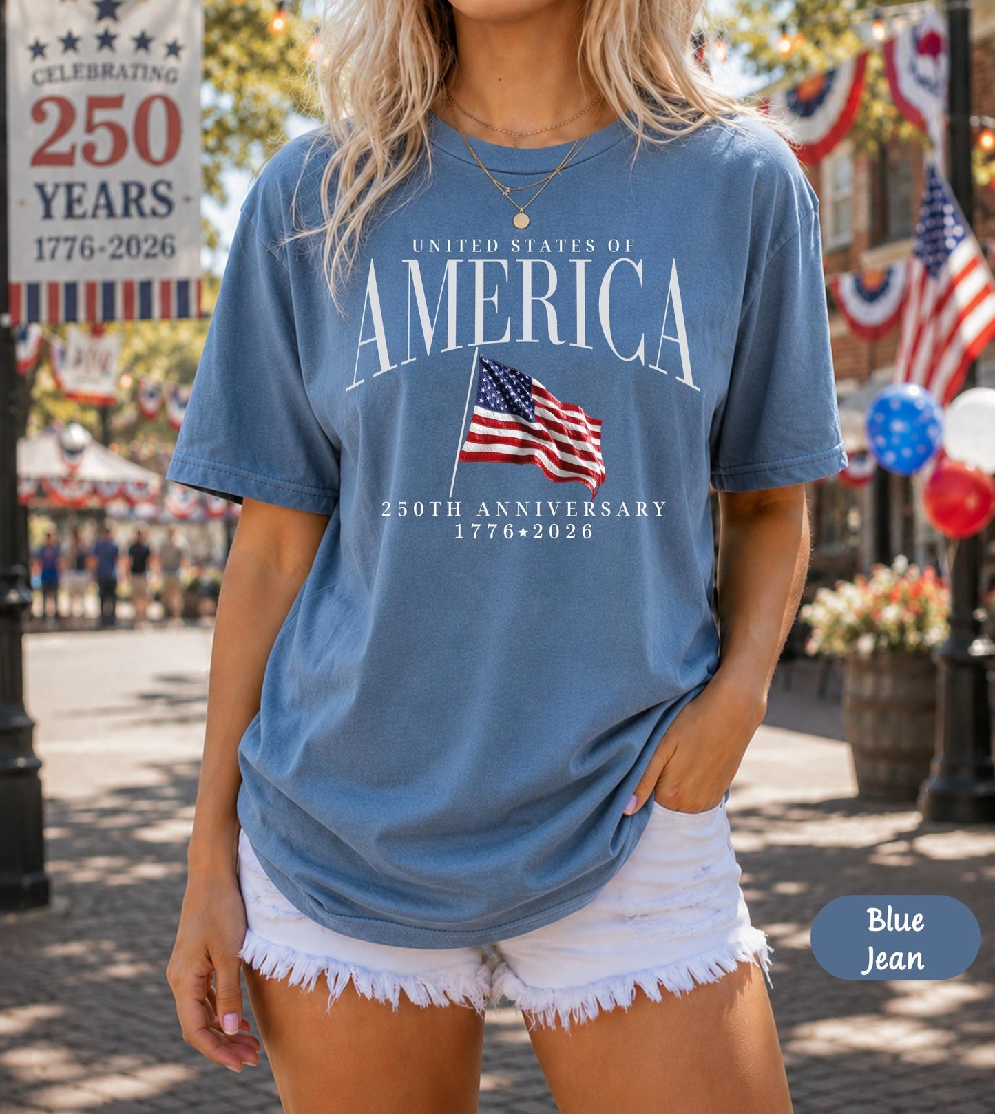 America's Semiquincentennial Shirt,USA 250th Anniversary T-Shirt, Patriotic Graphic Tee,Vintage Style 4th of July T-Shirt, Summer Gift CC001