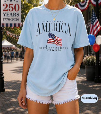 America's Semiquincentennial Shirt,USA 250th Anniversary T-Shirt, Patriotic Graphic Tee,Vintage Style 4th of July T-Shirt, Summer Gift CC001