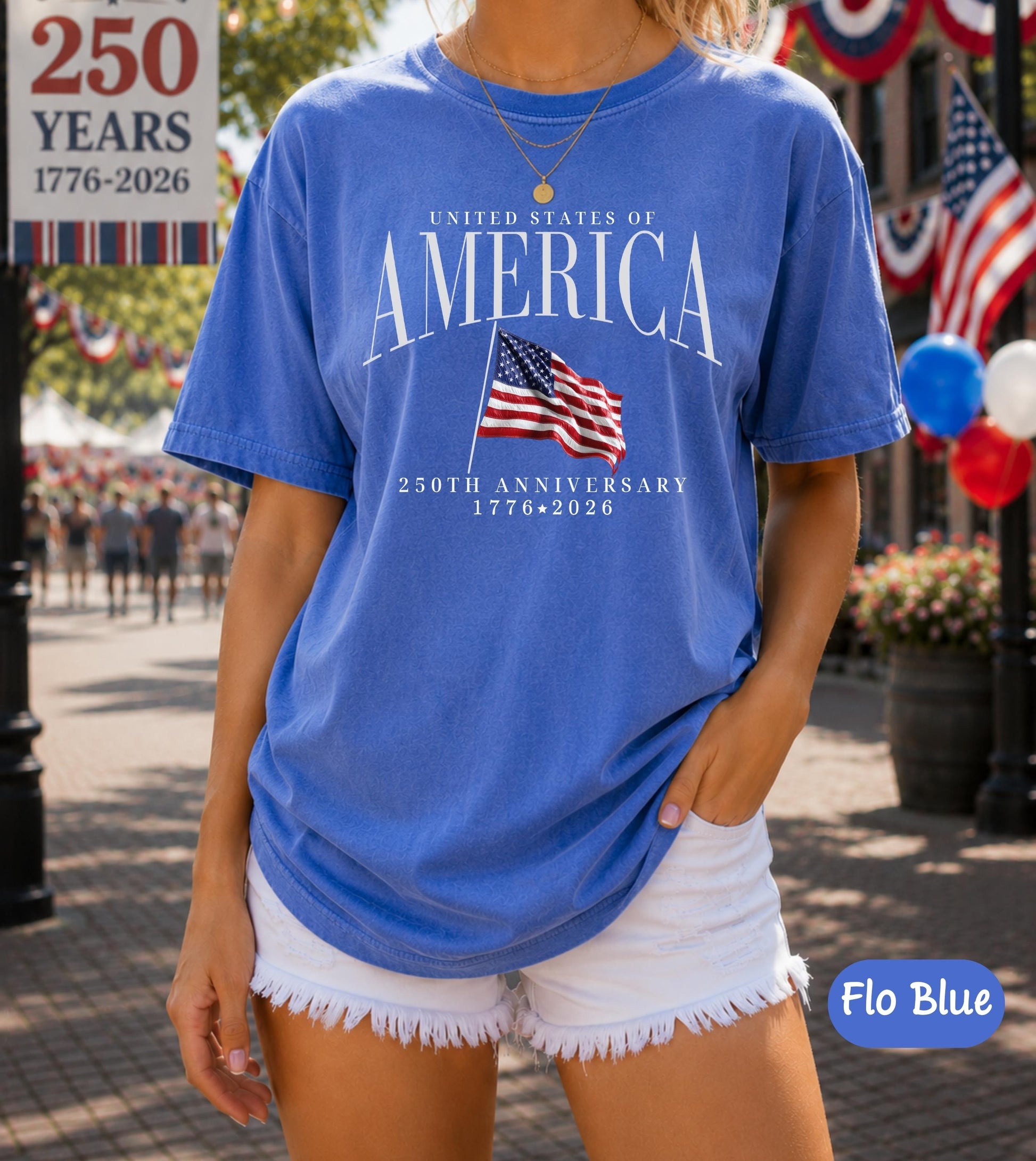 America's Semiquincentennial Shirt,USA 250th Anniversary T-Shirt, Patriotic Graphic Tee,Vintage Style 4th of July T-Shirt, Summer Gift CC001