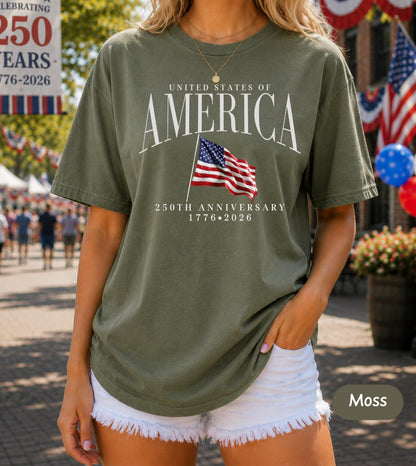 America's Semiquincentennial Shirt,USA 250th Anniversary T-Shirt, Patriotic Graphic Tee,Vintage Style 4th of July T-Shirt, Summer Gift CC001