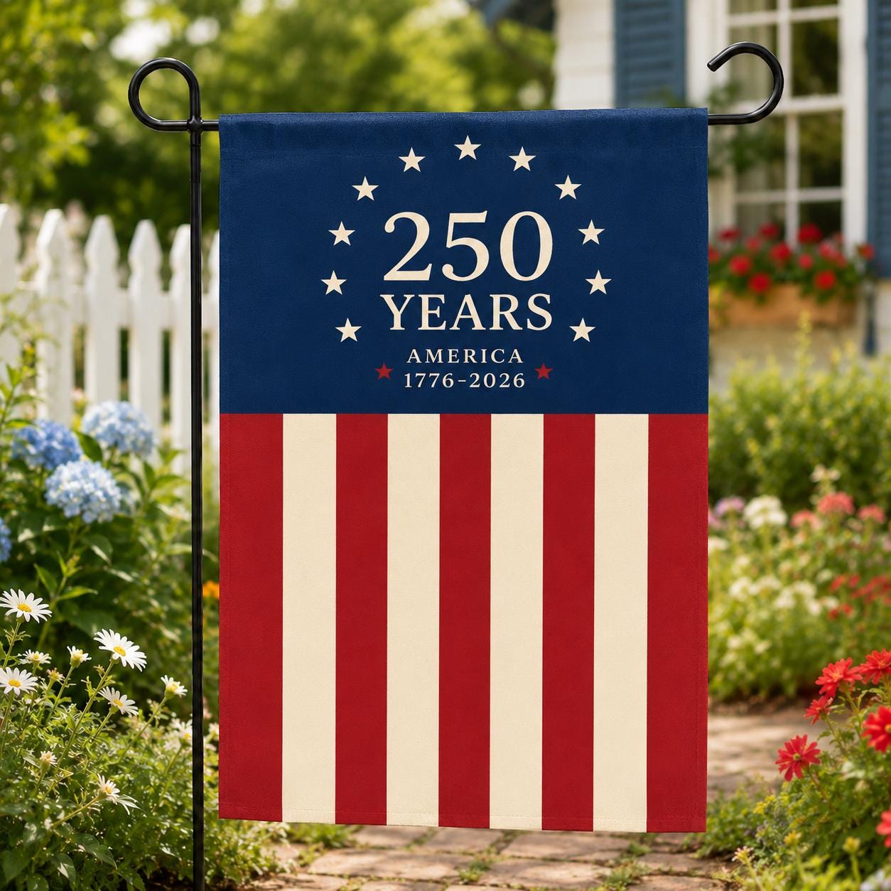 America 250th Anniversary Garden Flag, Patriotic Independence Day Flag, 1776-2026 Outdoor Yard Decor, USA Flag
