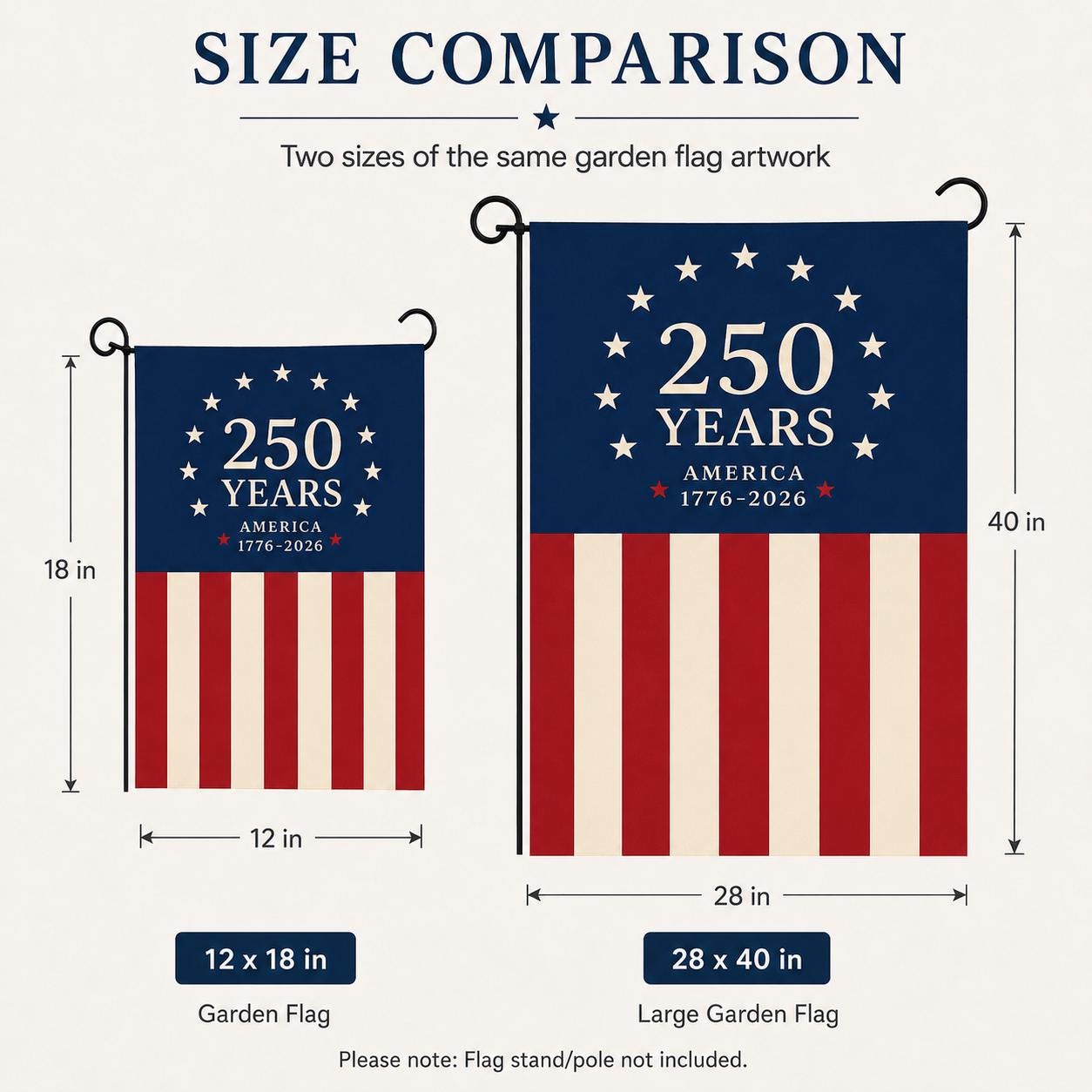 America 250th Anniversary Garden Flag, Patriotic Independence Day Flag, 1776-2026 Outdoor Yard Decor, USA Flag
