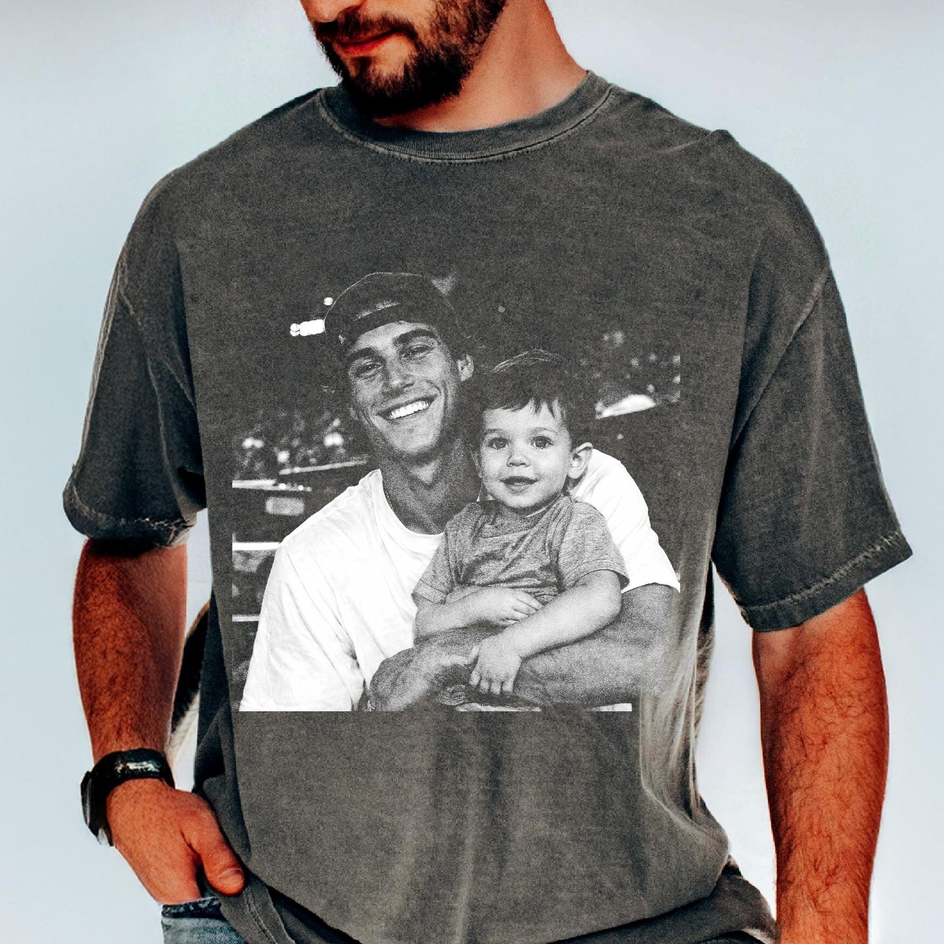 Custom Photo Dad Line Art Shirt, Father's Day Minimalist Portrait Tee
