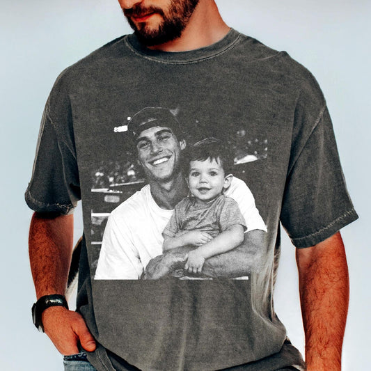 Custom Photo Dad Line Art Shirt, Father's Day Minimalist Portrait Tee