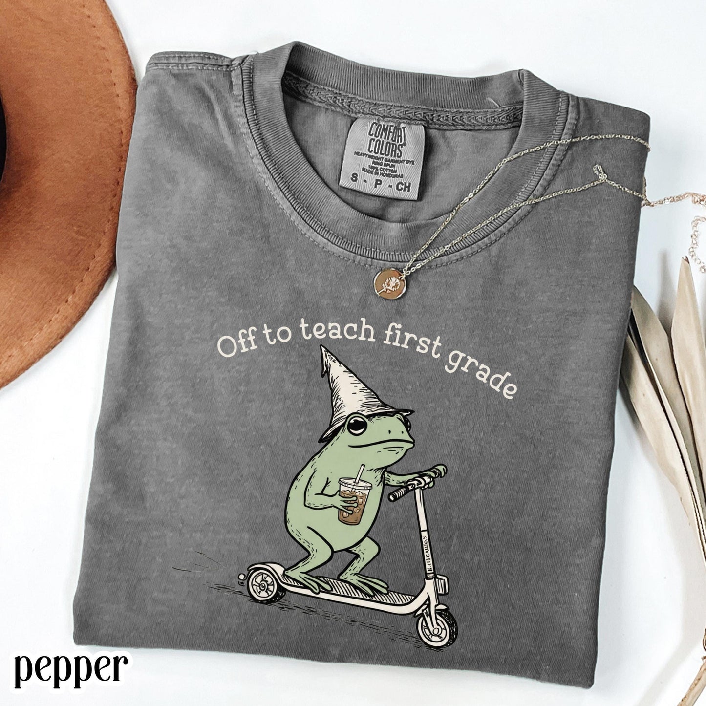 Comfort Colors® First Grade Shirt 1st Grade Teacher Back to School T-shirt Silly Off To Teach Frog Iced Coffee Tee Cute Elementary Teacher