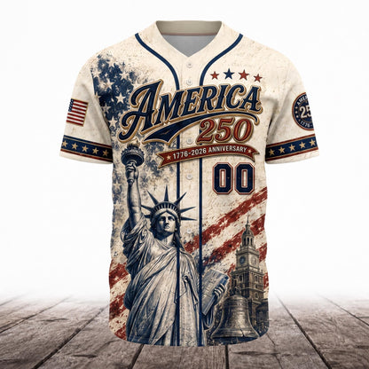 Personalized America 250 Jersey,4th of July Baseball Shirt,USA Patriotic Jersey,Custom Name Number Independence Day Outfit BSB93