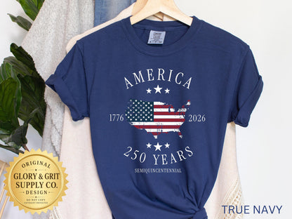 America 250th Anniversary Shirt, Patriotic Comfort Colors Tee, Semiquincentennial 1776–2026, Fourth of July Apparel