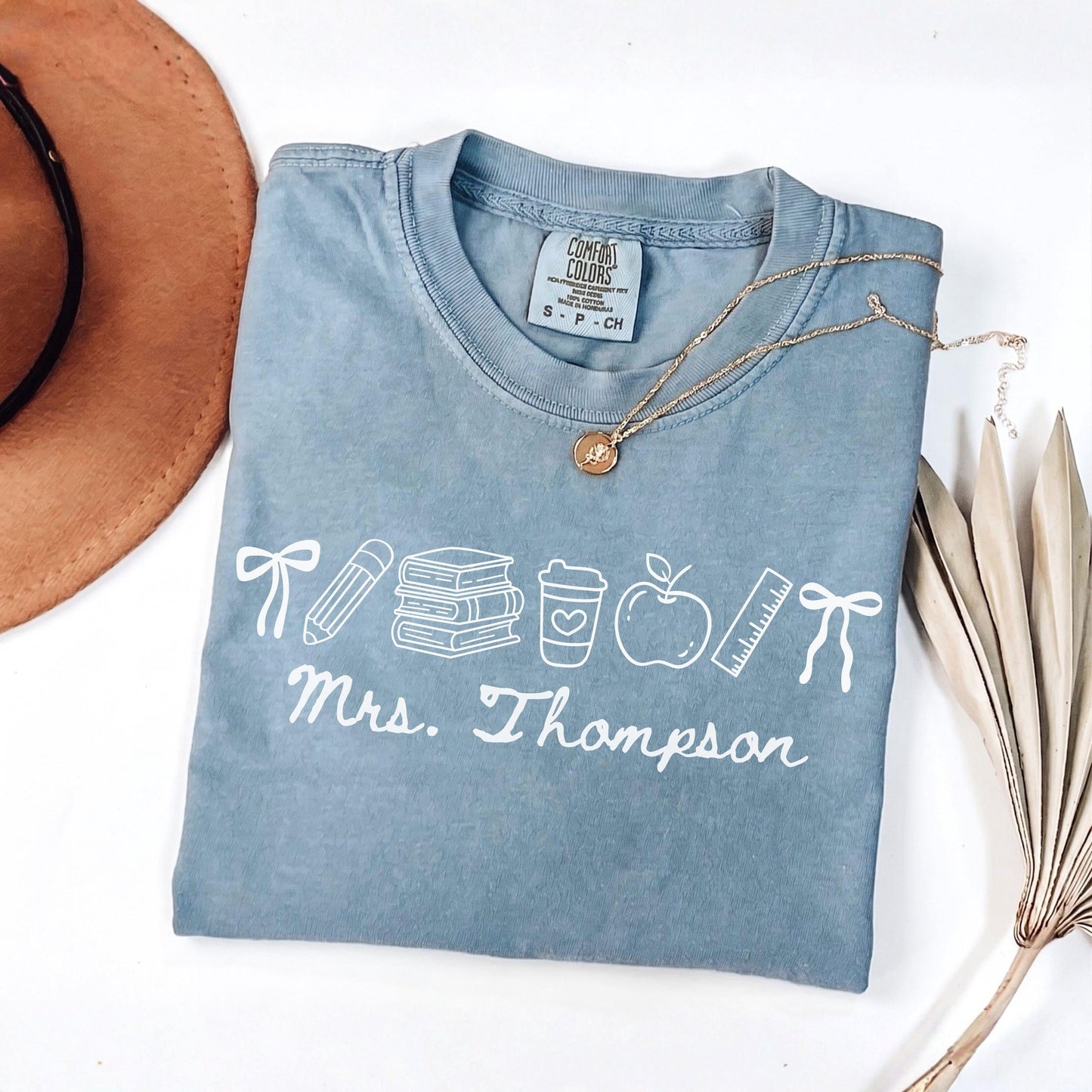 Comfort Colors® Custom Name Teacher Shirt, Coquette Personalized Teacher Gift For New Teacher Appreciation Day
