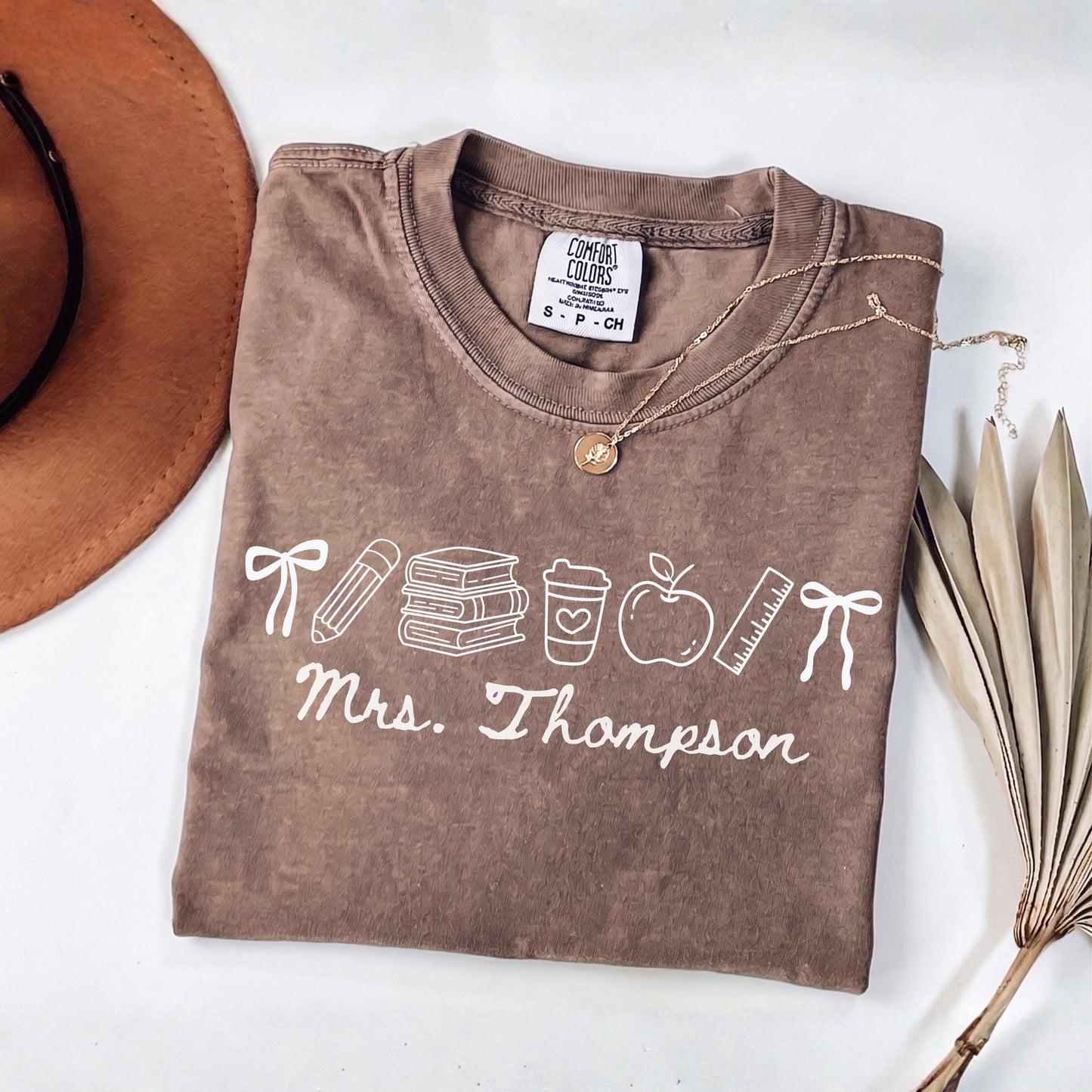 Comfort Colors® Custom Name Teacher Shirt, Coquette Personalized Teacher Gift For New Teacher Appreciation Day