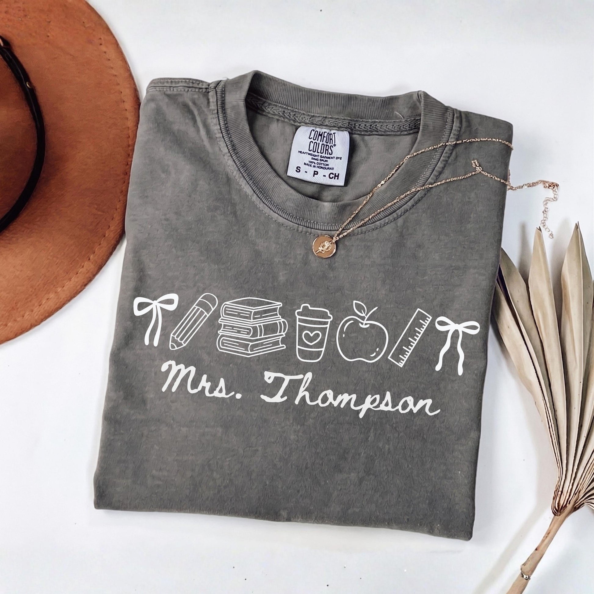 Comfort Colors® Custom Name Teacher Shirt, Coquette Personalized Teacher Gift For New Teacher Appreciation Day
